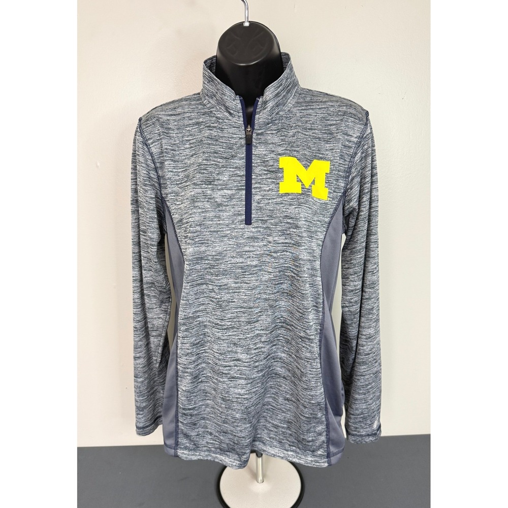 Russel Women's University of Michigan Quarter Zip Pullover Gray Size Small